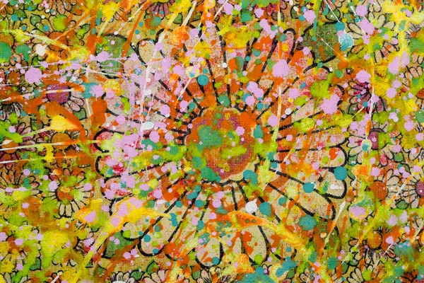 El fondo florido descuidado con pintura colorida —  Fotos de Stock