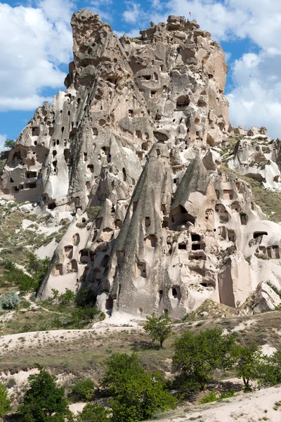 Vista del castillo de Uchisar en Capadocia, Turquía — Foto de Stock