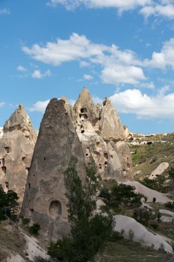 Türkiye 'nin Kapadokya kentindeki Uchisar kalesine bakış