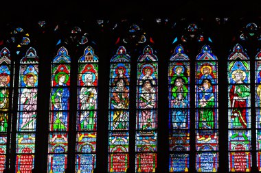 Notre Dame Katedrali, UNESCO Dünya Miras Listesi içinde vitray pencereler. Paris, Fransa