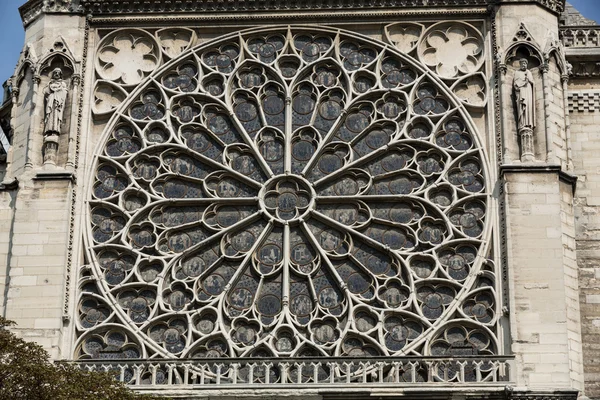 Notre Dame em Paris fachada sul com janela de rosa — Fotografia de Stock