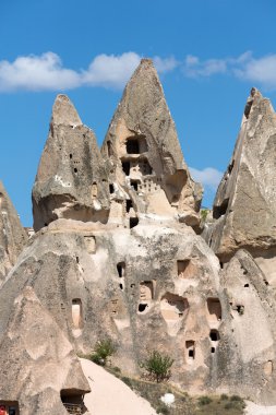 Türkiye 'nin Kapadokya kentindeki Uchisar kalesine bakış