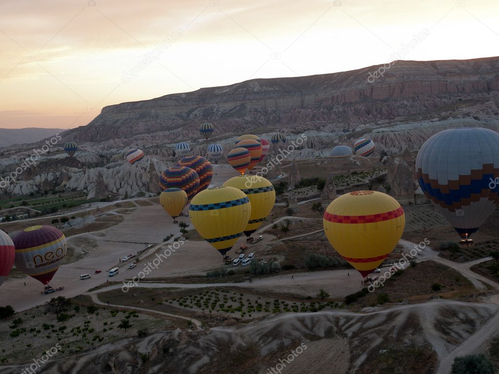 Goreme, Cappadocia, Turkey - June 16, 2014: Cappadocia, Turkey.The greatest tourist attraction of Cappadocia , the flight with the balloon