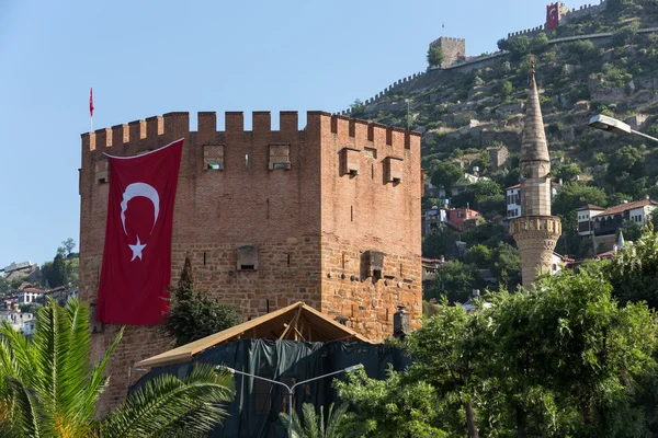 Kizil kule eller röda tornet i alanya, antalya, Turkiet — Stockfoto