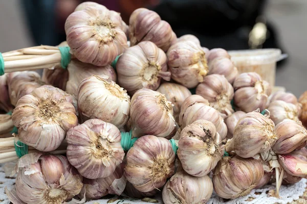 Primer plano de bulbos de ajo fresco —  Fotos de Stock