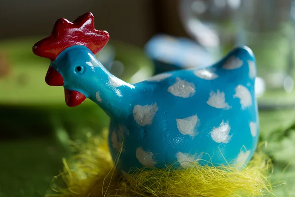 Painted hen dotted as the Easter decoration — Stock Photo, Image