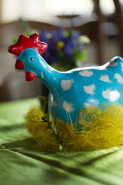 Painted hen dotted as the Easter decoration — Stock Photo, Image