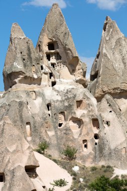 Türkiye 'nin Kapadokya kentindeki Uchisar kalesine bakış