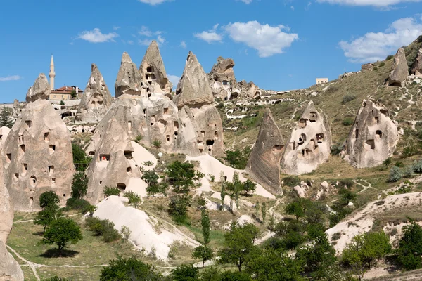 Widok na zamek Uchisar w Kapadocji, Turcja — Zdjęcie stockowe