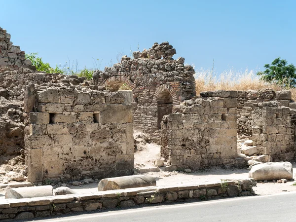 Ruínas da antiga cidade de Side. Turquia — Fotografia de Stock