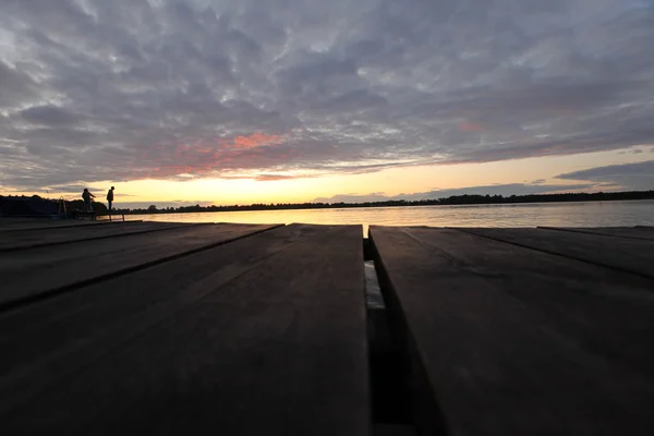 Old wooden pier at the lake — Stock Photo, Image