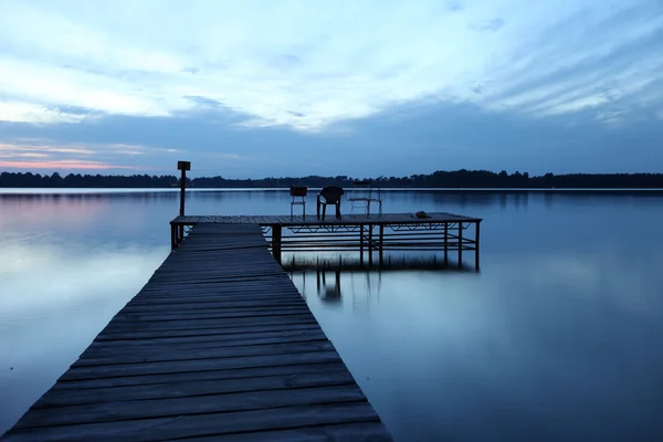 Old wooden pier at the lake — Stock Photo, Image