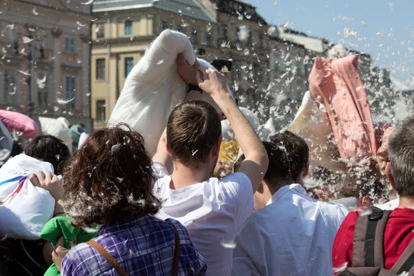 International pillow fight — Stock Photo, Image