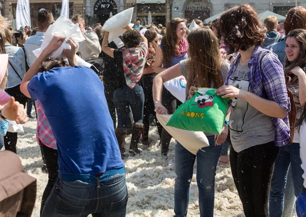 International pillow fight — Stock Photo, Image