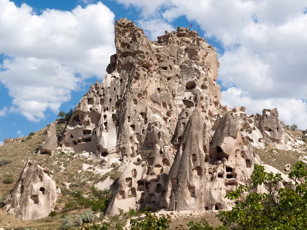 Widok na zamek Uchisar w Kapadocji, Turcja — Zdjęcie stockowe