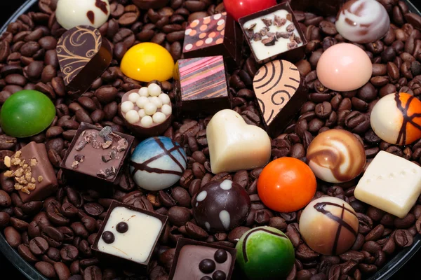 Set of a various chocolate pralines — Stock Photo, Image