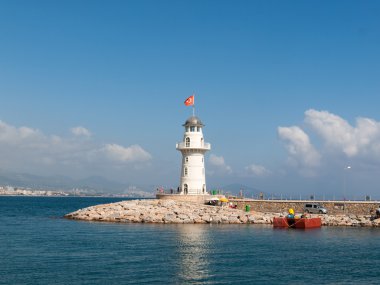 Deniz feneri Port Alanya, Türkiye.