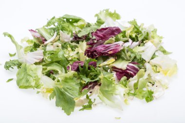 Yeşil ve kırmızı yaprak marul. Beyaz bir arka plan üzerinde izole