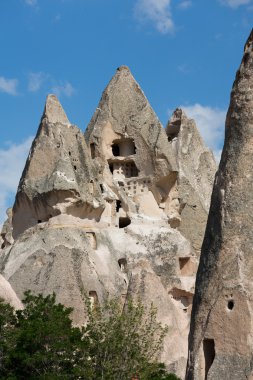 Türkiye 'nin Kapadokya kentindeki Uchisar kalesine bakış