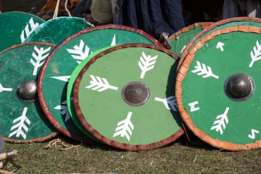 Krakov, Polonya. Knight kampı geleneksel Ortaçağ Festivali sırasında