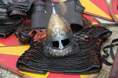 Krakov, Polonya. Knight kampı geleneksel Ortaçağ Festivali sırasında