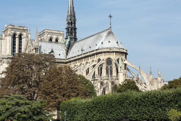 Spire och östra sidan av katedralen Notre Dame de Paris — Stockfoto