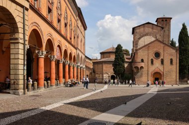 Bologna, Italy - May 9, 2024: Piazza Santo Stefano and  the Basilica of Santo Stefano  complex of religious edifices in the city of Bologna. Known as Sette Chiese (Seven Churches) or Santa Gerusalemme
