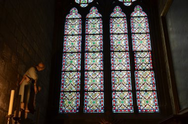 Notre Dame Katedrali, UNESCO Dünya Miras Listesi içinde vitray pencereler. Paris, Fransa