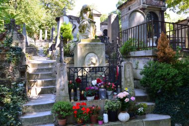 Frederic Chopin, ünlü Polonyalı besteci, Paris, Fransa'da Pere Lachaise mezarlığında Türbesi