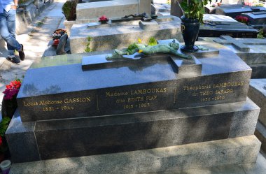 Edith Piaf mezar Pere-Lachaise mezarlığı, Paris, Fransa