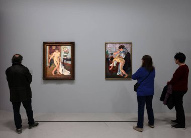 Paris, Fransa - 19 Mart 2025: The Center Pompidou 'da Suzanne Valadon' un monografik sergisi (1865-1938), cesur ve ikonik bir sanatçı ve neslinin en önemli örneklerinden biri..
