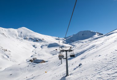 Dolomites Alps - Val Gardena Sella grubunda bakan. İtalya