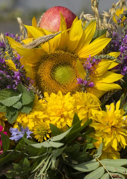 Handmade  beautiful bouquets from flowers and herbs — Stock Photo, Image