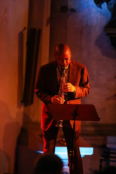 : Branford Marsalis, sax, grając koncerty Kraków Jazz wszystkie dusze dzień festiwalu — Zdjęcie stockowe
