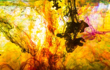 Akrilik renkler ve mürekkep su. arka plan.