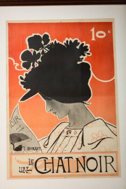 Le Chat Noir, kara kedi ve diğer resimlerde Montmartre, Paris, ünlü posteri