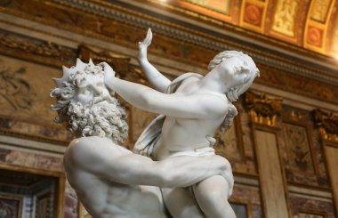 baroque marble sculptural group by Italian artist Gian Lorenzo Bernini, Rape of Proserpine in Galleria Borghese, Rome, clipart