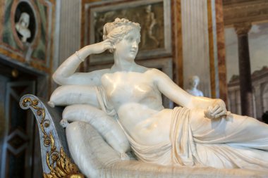 Heykel Pauline Bonaparte tarafından Antonio Canova içinde Galleria Borghese, Rome, İtalya