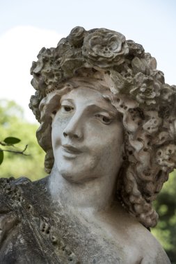 Villa Borghese beyaz mermer heykel. Roma, İtalya