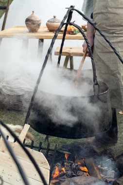 Krakov, Polonya. Knight kampı geleneksel Ortaçağ Festivali sırasında