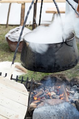 Krakov, Polonya. Knight kampı geleneksel Ortaçağ Festivali sırasında