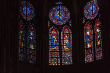 Notre Dame Katedrali, UNESCO Dünya Miras Listesi içinde vitray pencereler. Paris, Fransa