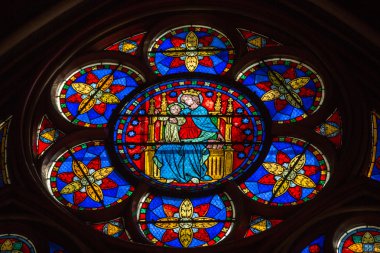 Notre Dame Katedrali, UNESCO Dünya Miras Listesi içinde vitray pencereler. Paris, Fransa