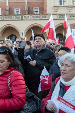 Cracow, Main Square - The demonstration of the Committee of the Protection of Democracy / KOD/