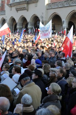 Cracow, Main Square - The demonstration of the Committee of the Protection of Democracy / KOD/