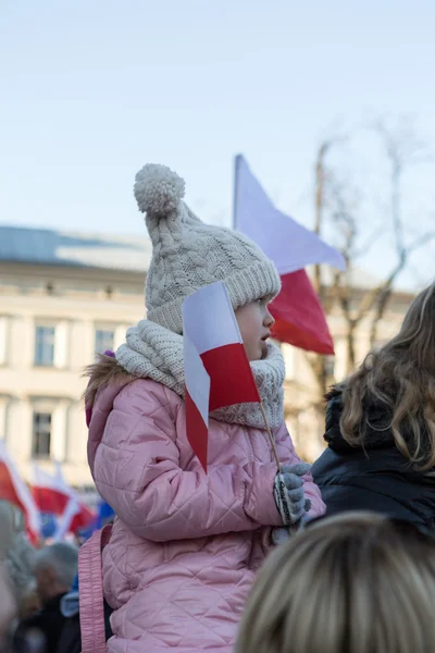 Cracow, Main Square - The demonstration of the Committee of the Protection of Democracy / KOD/ — Stockfoto