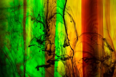 Akrilik renkler ve mürekkep su. arka plan.