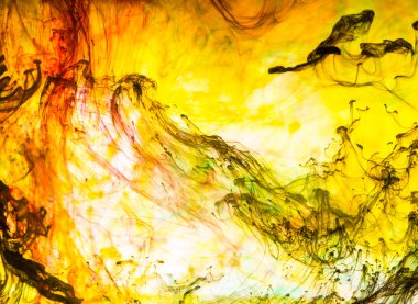 Akrilik renkler ve mürekkep su. arka plan.