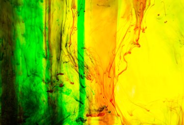 Akrilik renkler ve mürekkep su. arka plan.