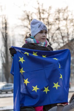 The demonstration of the Committee of the Defence  of the Democracy  KOD  for free media /wolne media/ and democracy against PIS government. Cracow , Poland